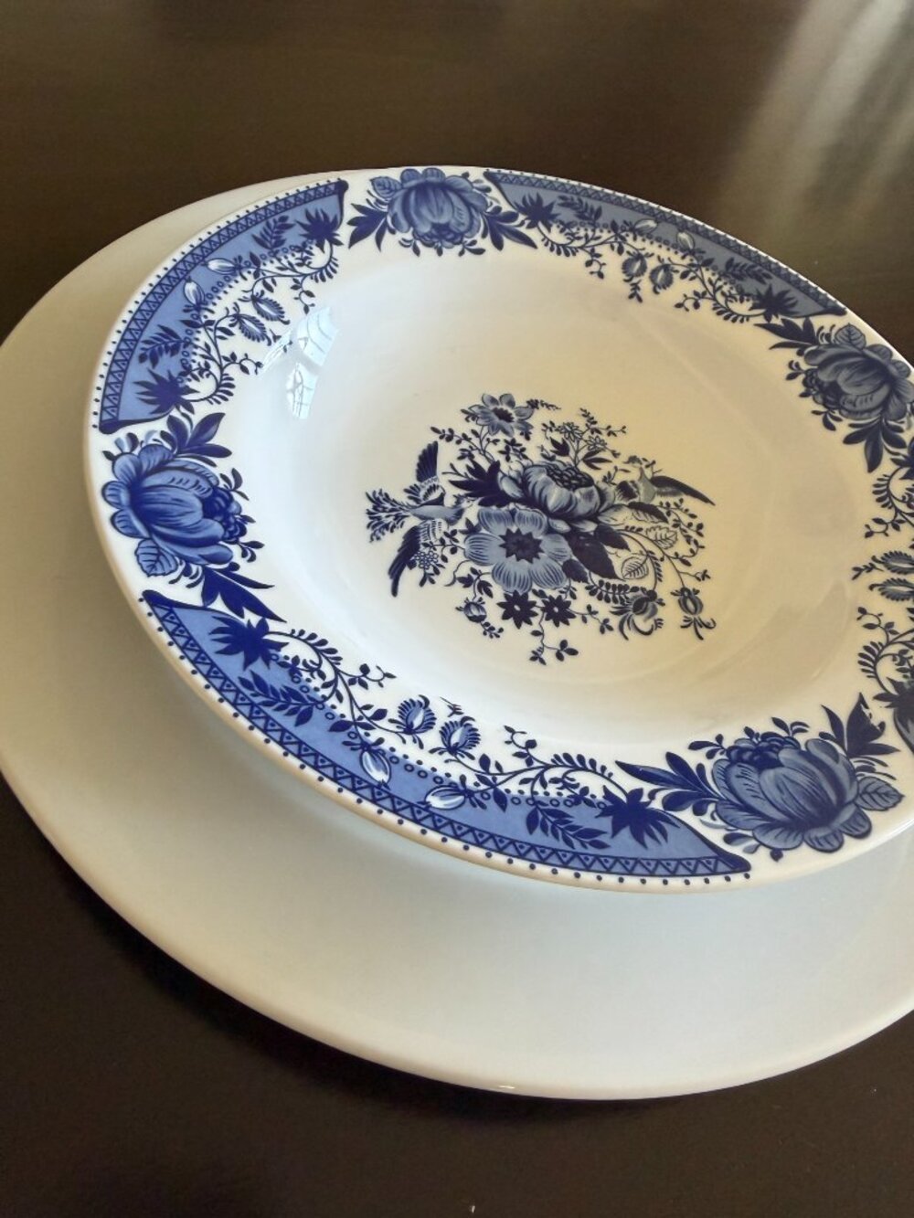 Vintage Rare Kahla Cobalt Blue & White German Porcelain 9.25” Bowl